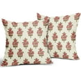 thumbnail image 2 of Brown Red Floral Pillow Covers 18x18 Set of 2 Summer Autumn Flower Leaves Print Decorative Throw Pillow Cases Outdoor Farmhouse Decoration for Sofa Couch Bed, 2 of 6