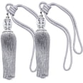 thumbnail image 2 of par de alzapaños de cortina, clips de cuerda para cortina con bolas, diseño de cinta de borla hecho a mano para decoración de ventanas en el hogar, oficina, gris, 2 of 8