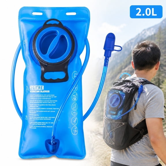Hydration Bladder 2.0L for Hiking Running, Outdoor Water Bladder with Detachable Tube, Leakproof Sports Water Pack for Cycling Camping, EVA