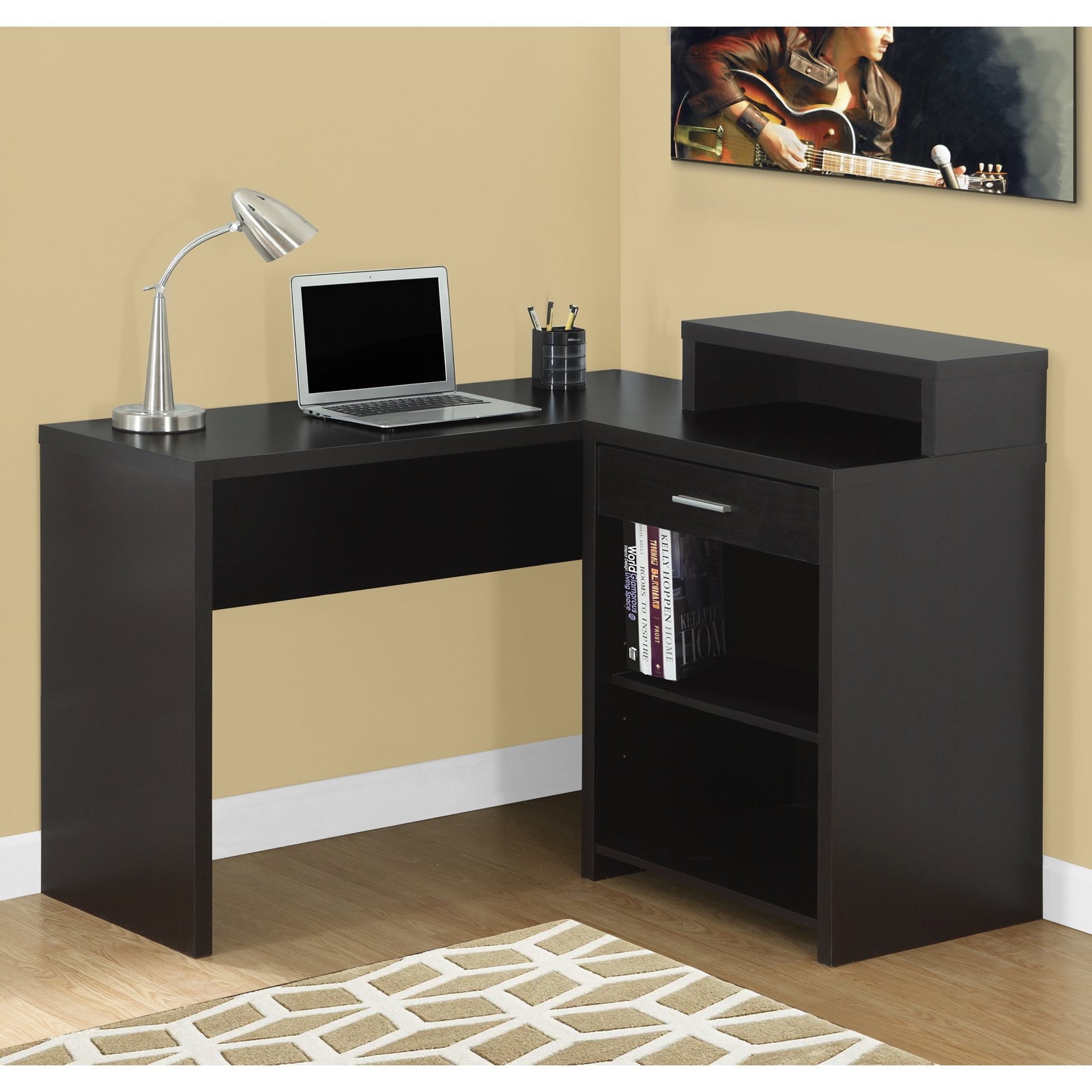 Monarch Computer Desk Cappuccino Corner With Storage Walmart Com