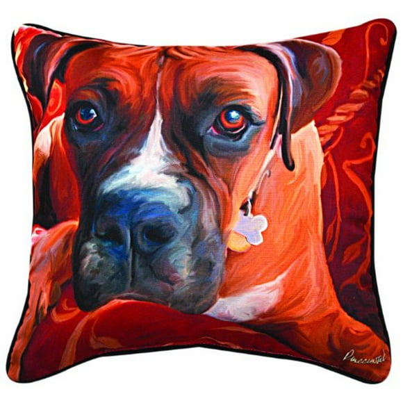Manual Harry Boxer Paws and Whiskers Decorative Square Pillow, 18-Inch