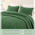 thumbnail image 4 of Whale Flotilla 3-Piece Queen Quilt Set, Soft Embossed Bedding Set, Lightweight Bedspread Coverlet with Damask Vintage Pattern, Reversible Bed Cover for All Seasons, Sage Green, 4 of 7