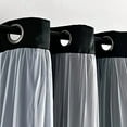 thumbnail image 2 of Sheer Grommet Curtains With Insulated Blackout Lining, Window Curtain Panels, Pair, 38"W x 84"L, Black - Curtain With Sheer Overlay, Elegant Blackout Curtains for Bedroom, 2 of 11