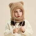 thumbnail image 5 of XIMIN Bear Ear Baby Girls Boys Winter Hat Toddler Knitted Ear Flaps Cute Stuffed Hood Scarf Beanies with Fleece Lining Fluffy Ski Snow Hat, 5 of 6