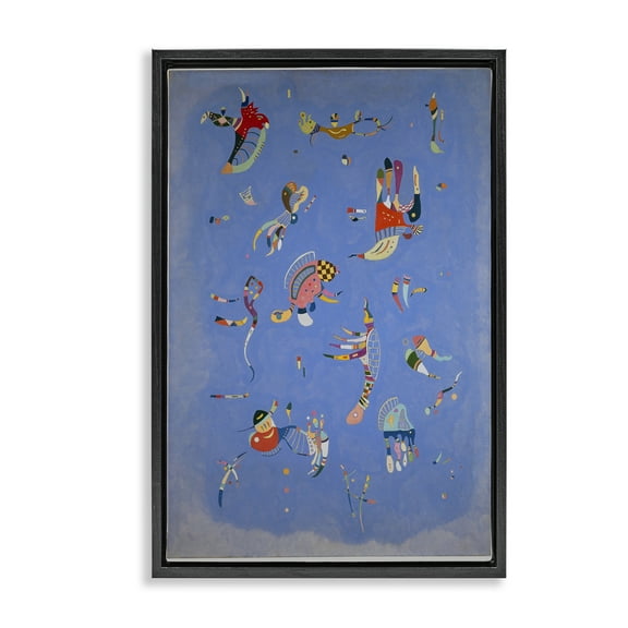 Stupell Industries Kandinsky Sky Blue Painting Abstract Painting Black Floater Framed Canvas Art Print Wall Art, 17 x 25