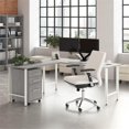 thumbnail image 1 of Scranton & Co Engineered Wood 72W x 24D L-Shaped Desk with Drawers in Gray, 1 of 8