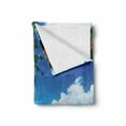 thumbnail image 2 of Beach Soft Flannel Fleece Throw Blanket, Boat on the Beach Mahe Island Lagoon Seychelles Exotic Shoreline Image, Cozy Plush for Indoor and Outdoor Use, 50" x 70", Blue Green Sand Brown, by Ambesonne, 2 of 6