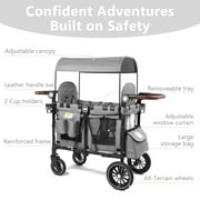 AILEEKISS Stroller Wagon for 2 Toddlers with Canopy, All-Terrain Baby Wagon Stroller,55 Pounds, Grey