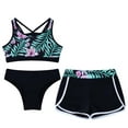 thumbnail image 3 of YONGHS Kids Girls 3Pcs Tankini Swimsuit Crop Top with Boyshorts Briefs Bathing Suit Black 16, 3 of 7