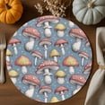 thumbnail image 2 of Fall Round Placemats Set of 4 Mushroom Place Mats Thanksgiving Woven Placemat Blue Polka Dots Plant Circle Braided Table Mat for Kitchen Dining Table Autumn Party Home Decor 15 Inch, 2 of 9