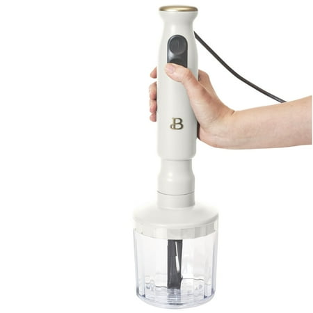 Beautiful 2-Speed Immersion Blender with Chopper & Measuring Cup, White Icing by Drew Barrymore MAY HAVE MISSING ACCESSORIES