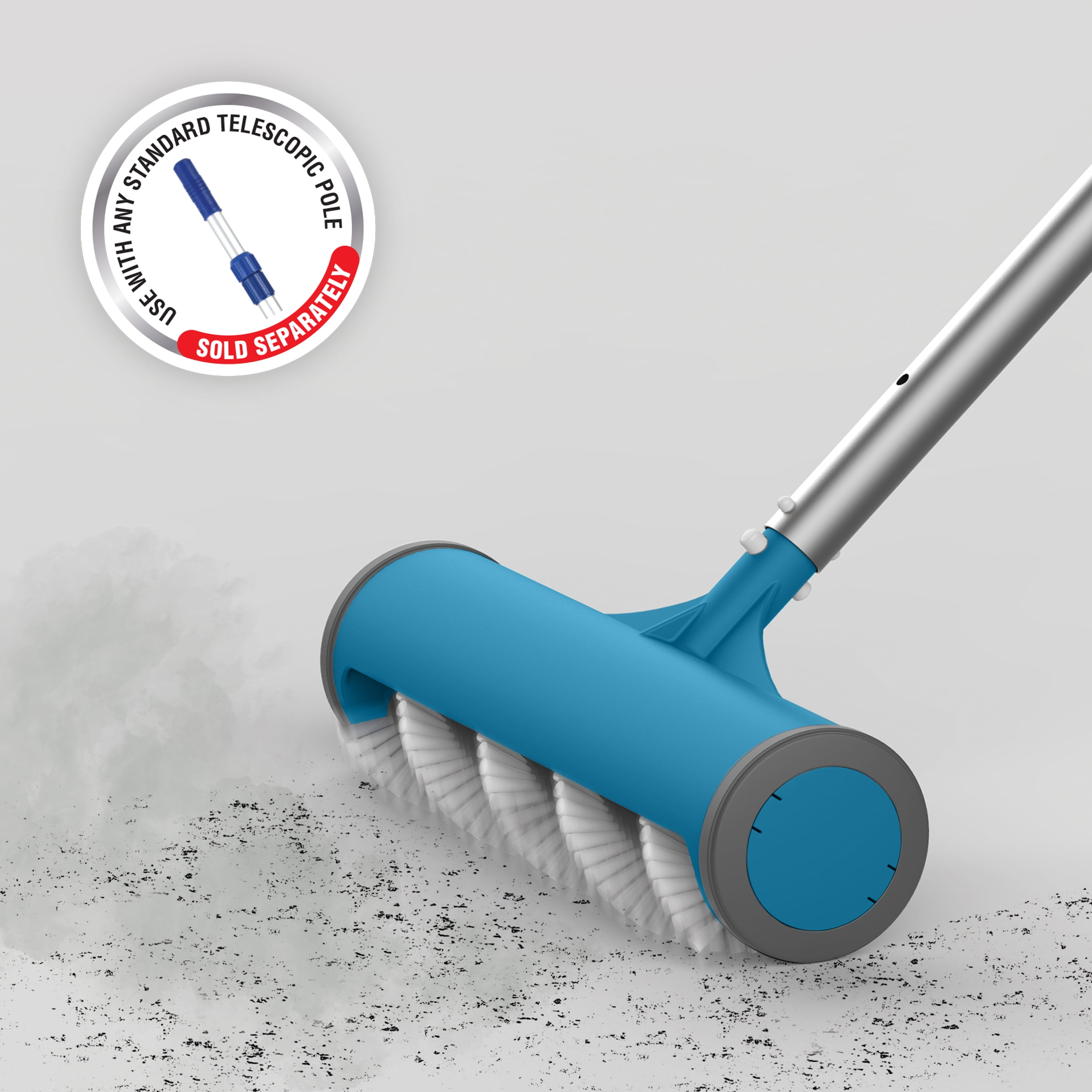 Mainstays Rotative Crack Resistant Pool Brush, Blue, 4 in x 16 in x 9.5 in
