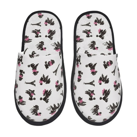 

Slippers for Women Abstract Cute Poodle Dog Black Womens Slippers Fuzzy Winter House Shoes Soft Anti-Skid Slippers Indoor and Outdoor