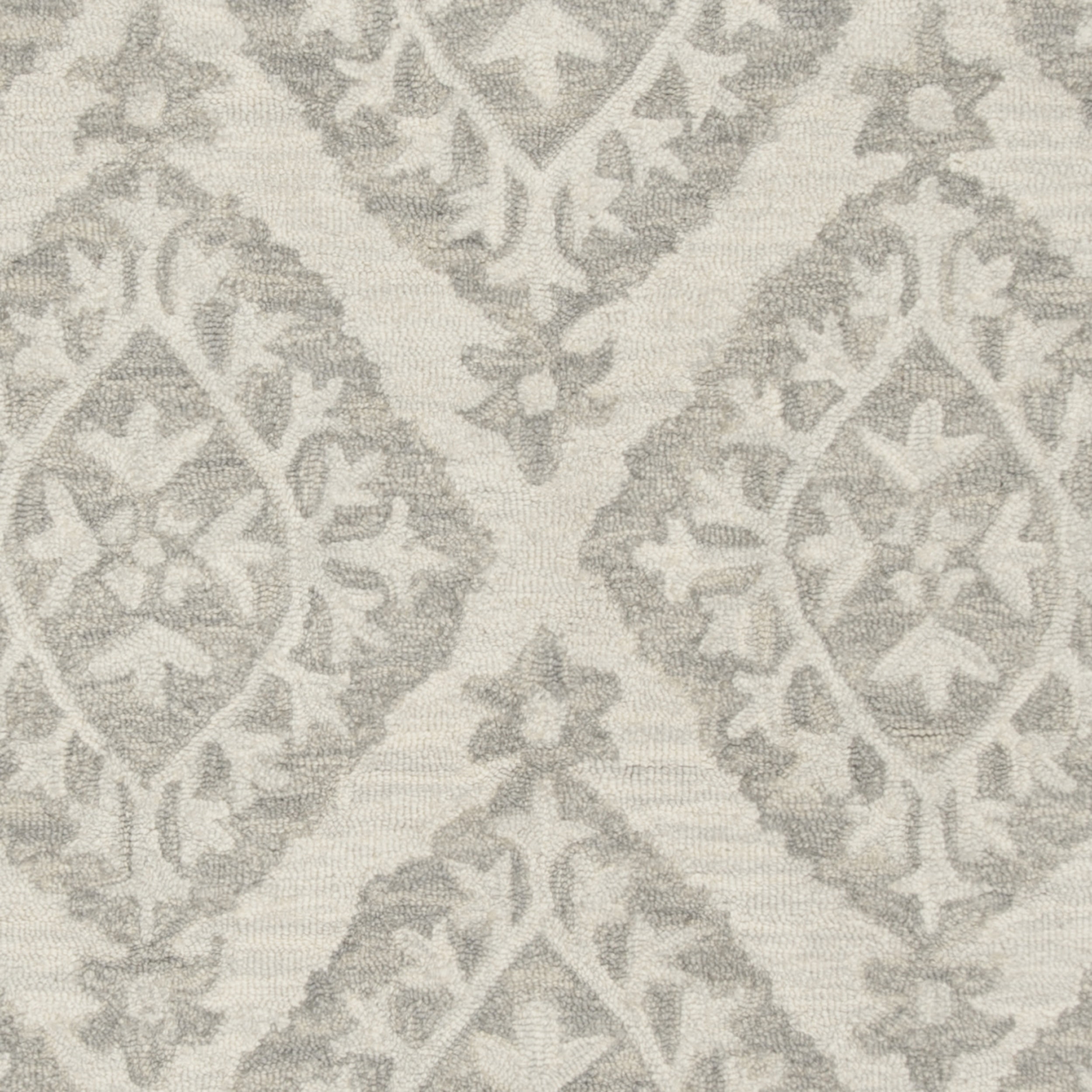 SAFAVIEH Micro-Loop Linton Damask Trellis Wool Area Rug, Light Grey, 4' x 6'