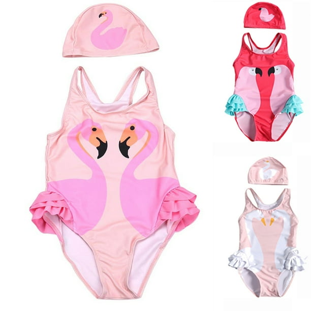 Little Toddler Girls Rash Guard One Piece Flamingo Swimsuit with Swim