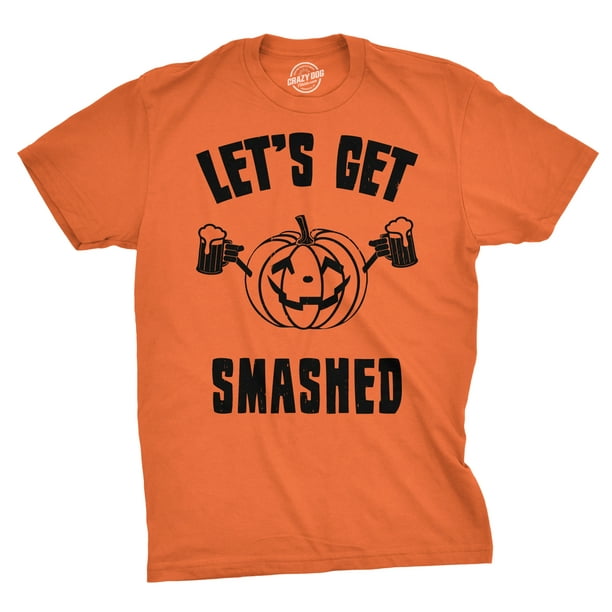 Mens Lets Get Smashed Funny T shirts Pumpkin Halloween Costume T shirt  (Orange) - 5XL Graphic Tees 