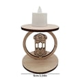 thumbnail image 2 of Klonfd Moon Festival Wooden Candleholder With Light Display Craft For Tabletop, 2 of 5