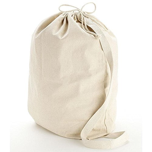 SHOPINUSA Heavy Canvas Laundry Bags W/Shoulder Strap (Small-Medium-Large) (Small 2 Pack)