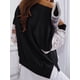 thumbnail image 5 of Qarigey Sudadera con capucha para mujer Perspectiva de encaje Top de manga larga Casual Cuello Sudadera suelta para niña, Negro, XL Prendas para la parte del cuerpo negro S, 5 of 6
