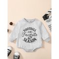 thumbnail image 2 of Bagilaanoe Newborn Baby Girl Boy Oversized Rompers  Letters Football Print Long Sleeve Bodysuits 3M 6M 12M 18M Infant Casual One Piece Short Jumpsuit, 2 of 8