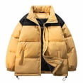 thumbnail image 1 of BADHUB Men's Down Jacket with No Hood Raglan Sleeve Warm Puffer Jacket Stand Collar Color Block Winter Coat Winter Clearance 2024, 1 of 3