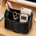 thumbnail image 4 of Kadlawus Leather Desk Organizer for Home Office, PU Leather Rotating Pen Holder, 360 Degree Remote Control Holder, Multi-Functional Storage Box for Stationery and Desk Accessories, 4 of 6
