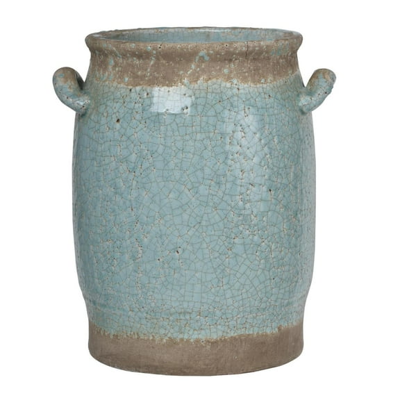 Pale Beautiful Ceramic Vase In Blue- Saltoro Sherpi