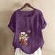 thumbnail image 1 of ICHUANYI Clearance Women's Summer Casual Round Neck Short Sleeve Flower Printing Loose Shirt Tops(Purple, S) ICHUANYI WER2023081013528, 1 of 4