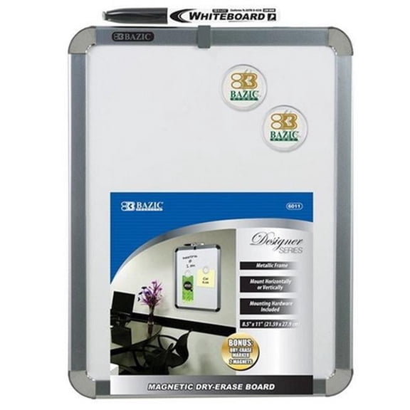 Bazic BAZIC 8.5in. X 11in. Magnetic Dry Erase Board w/ Marker & 2 Magnets Case of 12