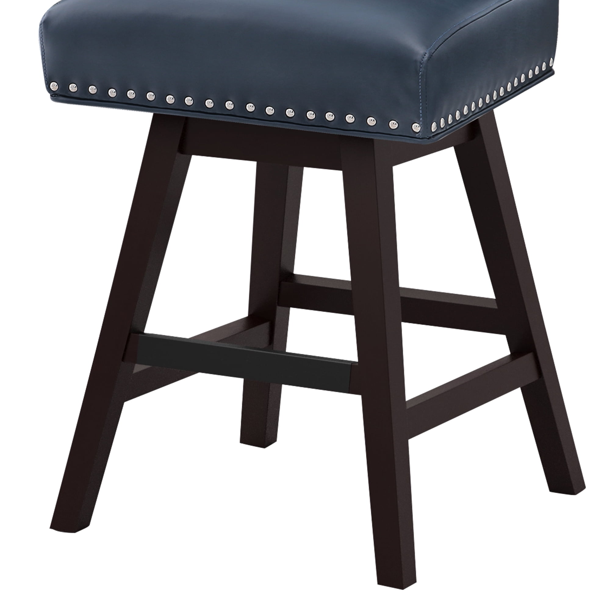Dycanpo 26'' Swivel Counter Height Bar Stools, Upholstered Barstool with Footrest for Kitchen,Blue-Faux Leather