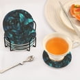 thumbnail image 5 of 6 Pcs Drink Coasters with Holder 3.94in Woven Coasters for Drinks Blue-green Butterfly Pattern Coaster Set for Protection Table, 5 of 7