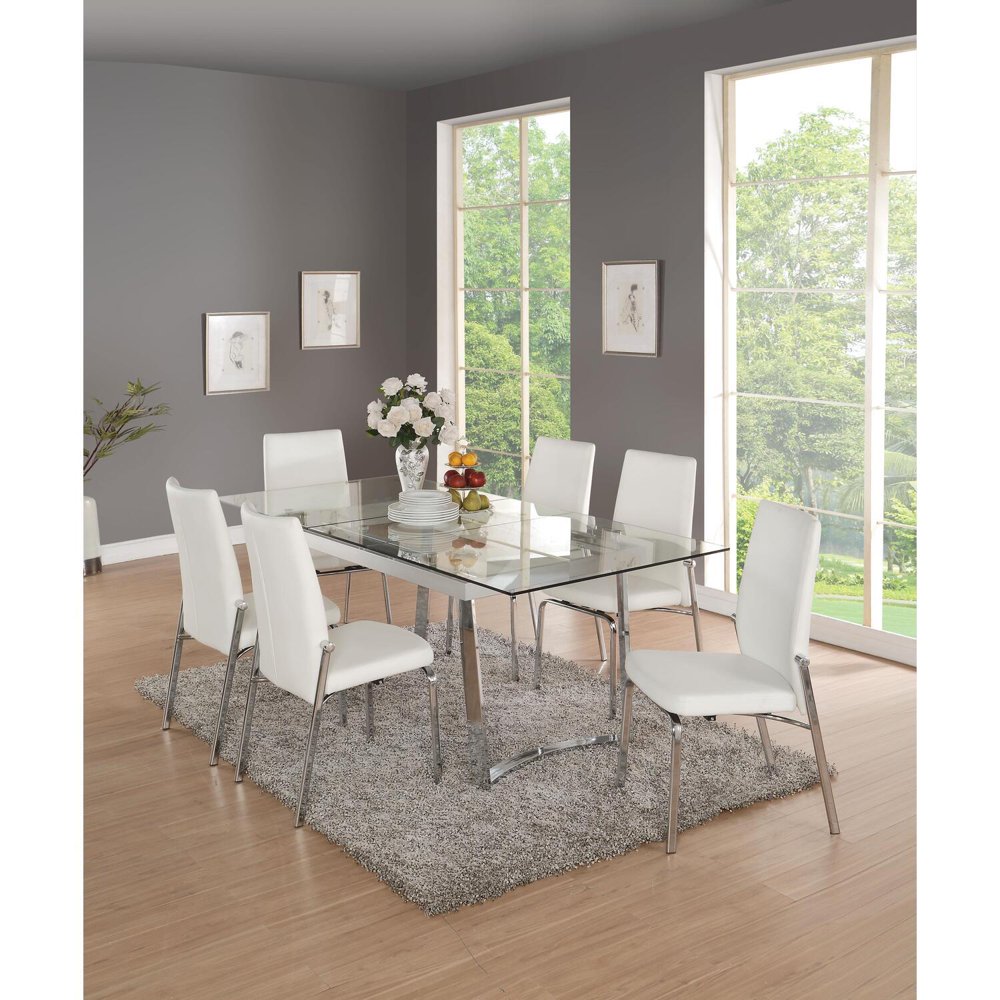ACME Osias Dining Table, Chrome & Clear GlassColorChrome & Clear
