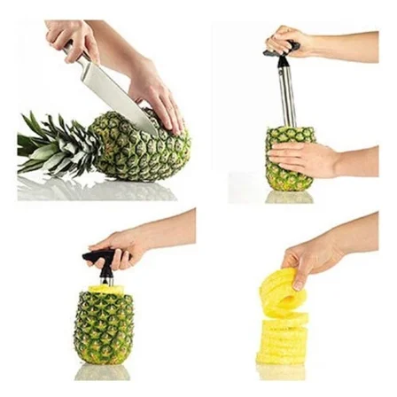 Stainless Steel Pineapple Handheld Fruit Corer Slicer Cutter Peeler Kitchen Tool