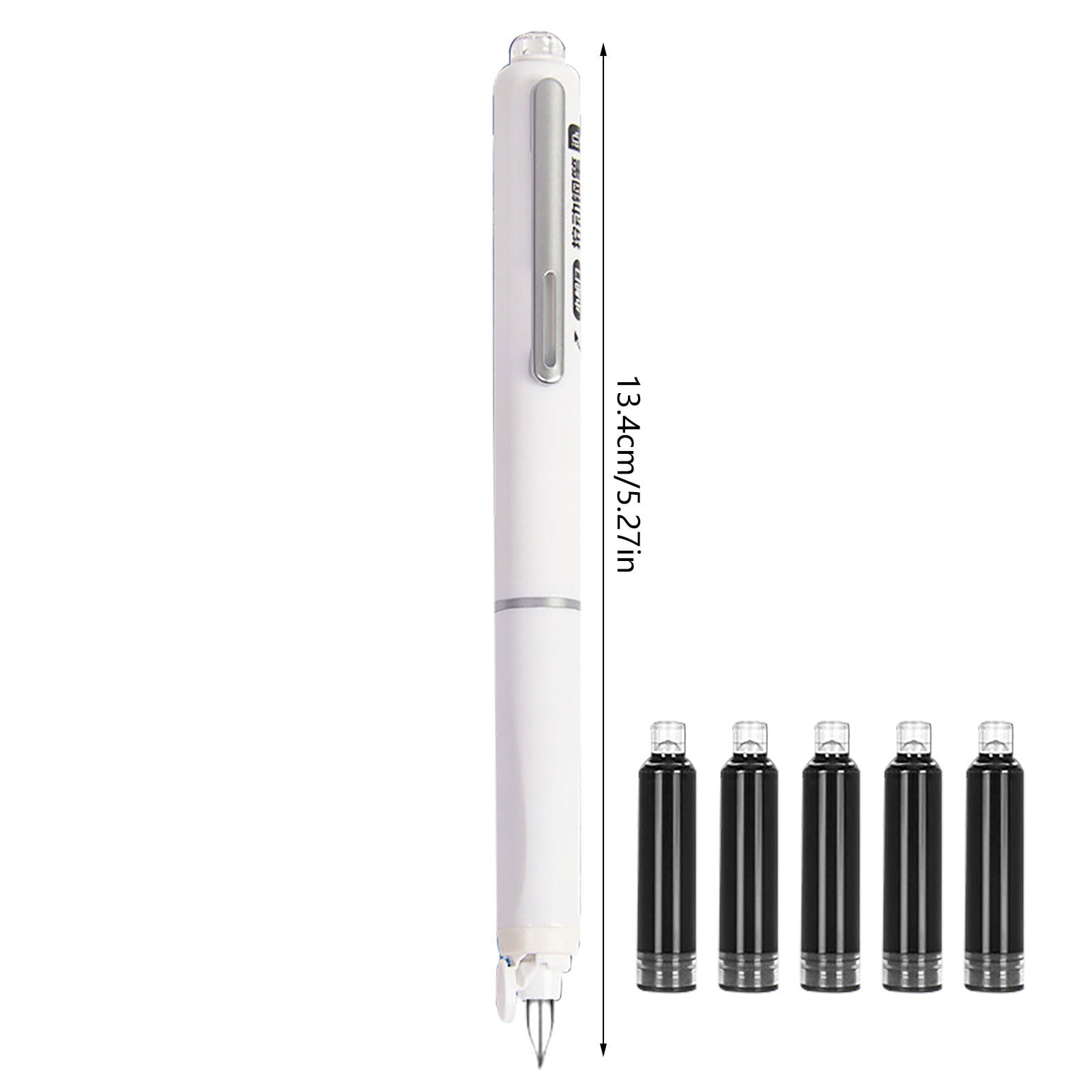 Slim Retractable Fountain Pen – Extra Fine Nib Black Ink Pen with 5 Cartridges – Smooth Writing for Sketching, Diary & Professional Signatures