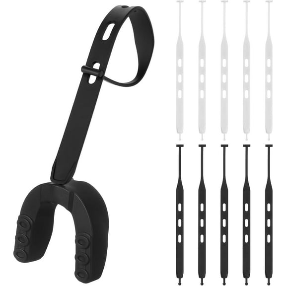 Lsupdaol 10 Pcs Football Tether for Mouth Guard Strap Only Universal Rugby Mouth Guard Replacement Strap Football Mouthguard Tether for Sports Boxing Taekwondo Hockey Basketball (Black, White)