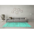 thumbnail image 3 of Ahgly Company Machine Washable Indoor Square Oriental Turquoise Blue Industrial Area Rugs, 5' Square, 3 of 4