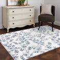 thumbnail image 3 of Area Rug for Living Room, Blue Leaves Non-Slip Indoor Large Carpet for Bedroom/Dining Room, Summer Botanical Elegant Pastoral Washable Low-Profile Rectangle Floor Runner Rugs - 4 x 6 Ft, 3 of 8