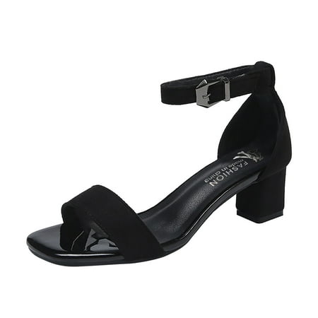 

Womens Sandals Women High Heels Platform Sandals Open Toe Buckle Strap Roman Chunky High Heel Sandals Fashion All Match Sandals Women S Sandals Pu Black 40