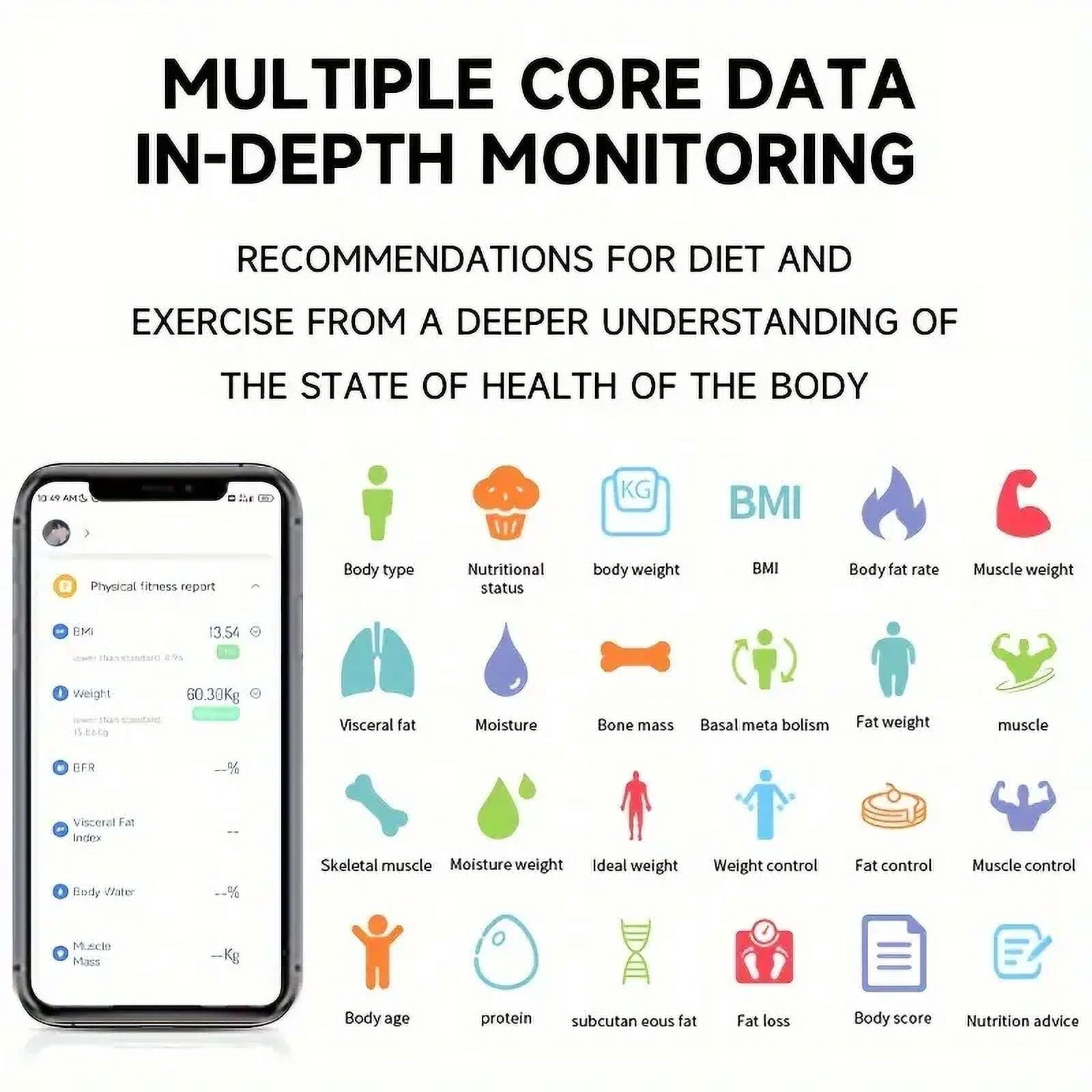 Body Fat Scale Weight Scale High Precision Electronic Weight Scale HD Display 400 Lbs Multiple Health Data Analysis BMI Fat Muscle Moisture Mobile APP Connection