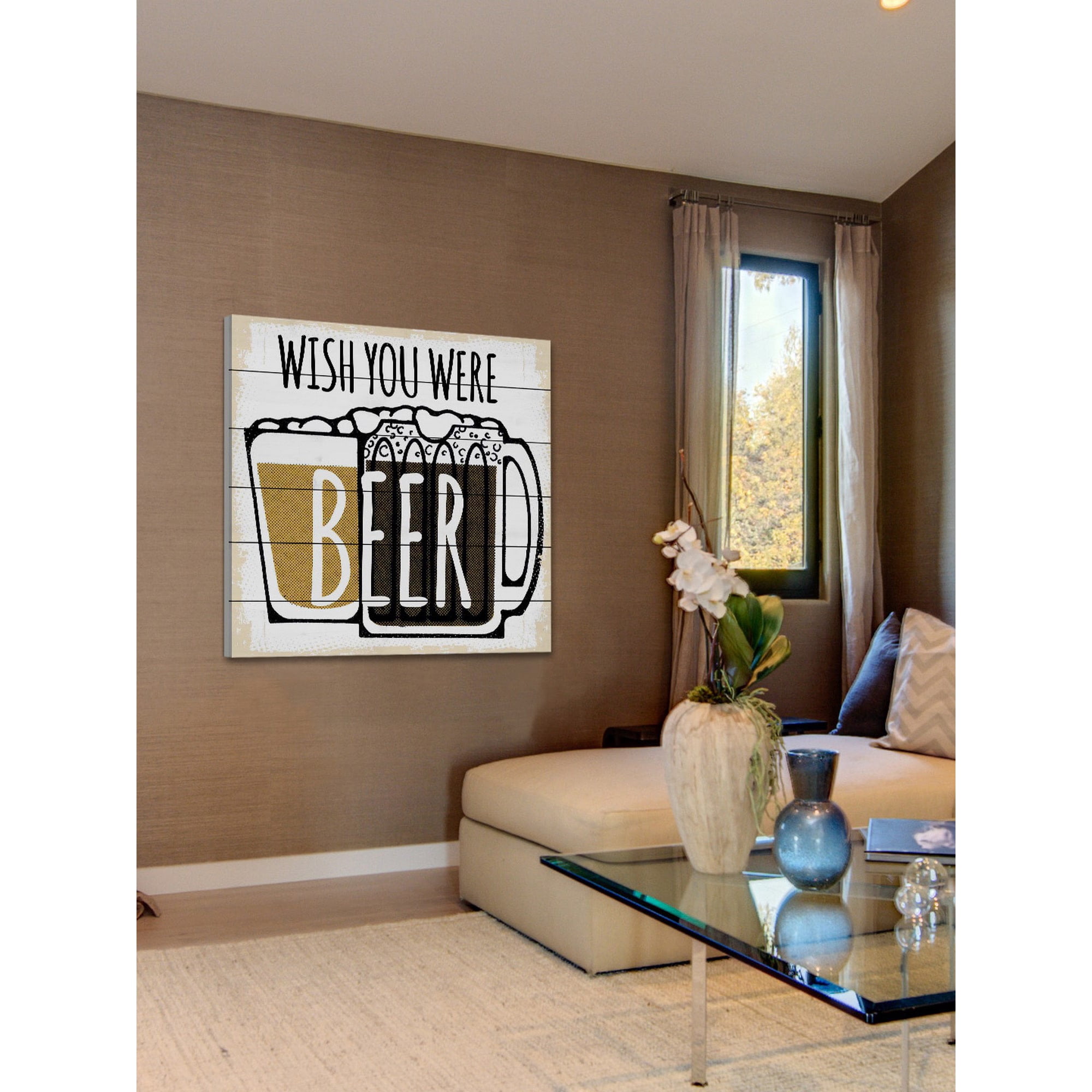 "Wish You Were Beer" Painting Print on White Wood