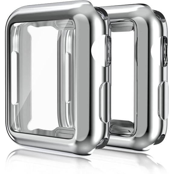 Case for Apple Watch SE Series 6/Series 5/Series 4 Screen Protector 44mm iWatch Overall Protective Case TPU HD Clear Ultra-Thin Cover for 44mm Apple Watch 2 Pack Silver