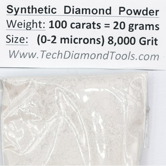 TechDiamondTools Diamond Powder 8.000 Grit 0-2 Microns -100cts = 20 Grams