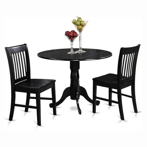 Dublin 3 Piece Round Dining Table Set, Small Round Black Table And Chairs