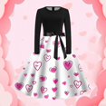 thumbnail image 2 of Women's Valentine's Day Retro Festive Printed Round Neck Evening Dress With Full Swing Skirt, 2 of 2