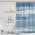 thumbnail image 2 of Shower Curtain Bathroom Set Modern Abstract Stripe Art Waterproof Fabric Shower Curtains with Grommets&Hooks, Oil Painting Blue Gray Art Privacy Bath Curtain for Bathtub 60x72in, 2 of 9