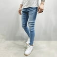 thumbnail image 6 of YUHAOTIN Blue Jeans Men Stretch Relaxed Fit Mens Casual Fitness Solid Bodybuilding Pocket Skin Full Length Sports Pants Mens Jeans Straight Flex Lined Jeans, 6 of 7