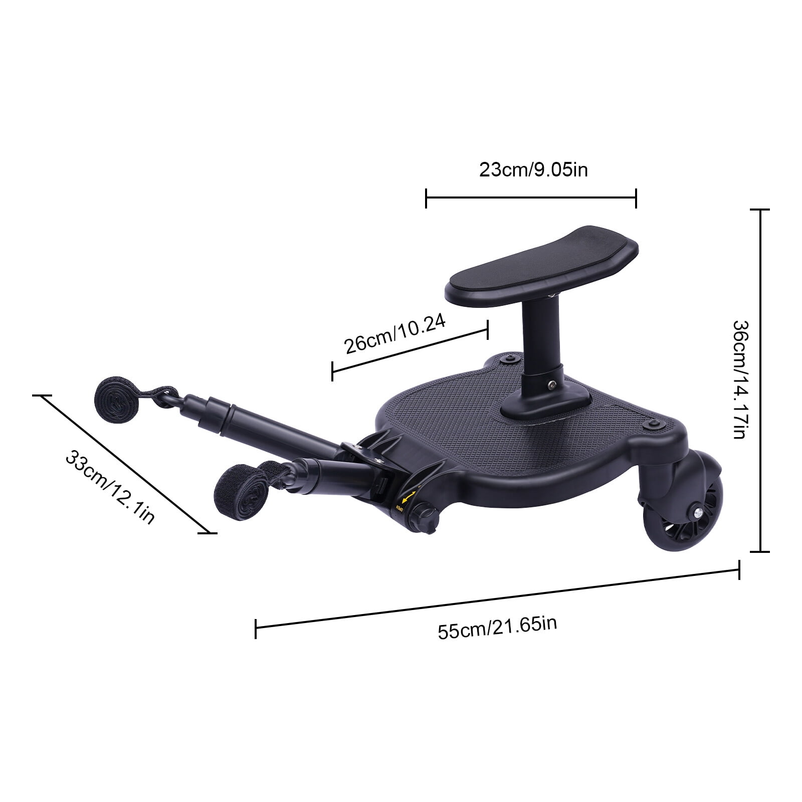 Universal 2 in 1 Stroller Ride Board w/ Detachable Seat, Stroller Glider board