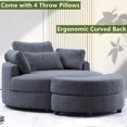 thumbnail image 3 of Aukfa 51" Oversized Accent Chair with Half-moon Storage Ottoman Set for Living Room, 5 Pillows, Linen, Gray, 3 of 9