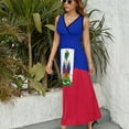 thumbnail image 6 of Haiti Flag Dress Summer Street Style Bohemia Long Dresses Female Sleeveless Printed Maxi Dress, 6 of 9