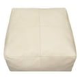 thumbnail image 6 of Java Pouf 22" Upholstered in Genuine Leather in Ivory and Contrast Stitching, 6 of 6